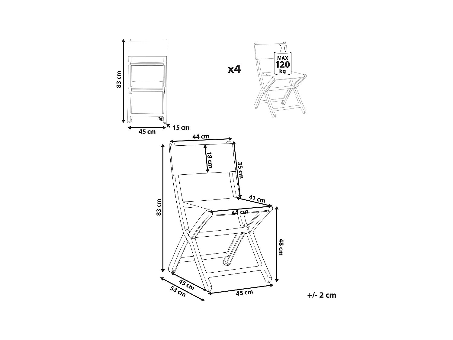 Lot de 4 chaises de jardin TALCA Gris foncé