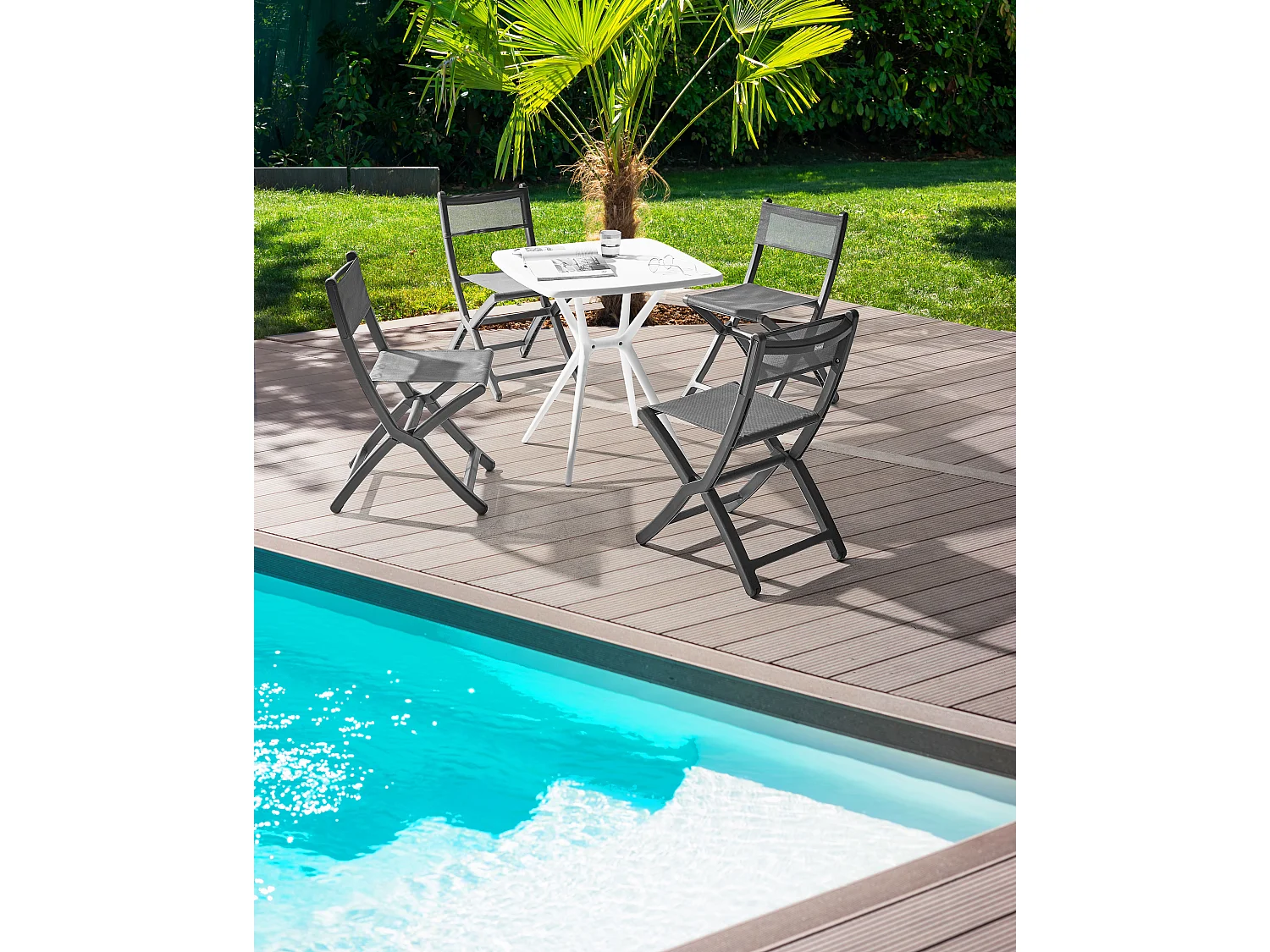 Lot de 4 chaises de jardin TALCA Gris foncé