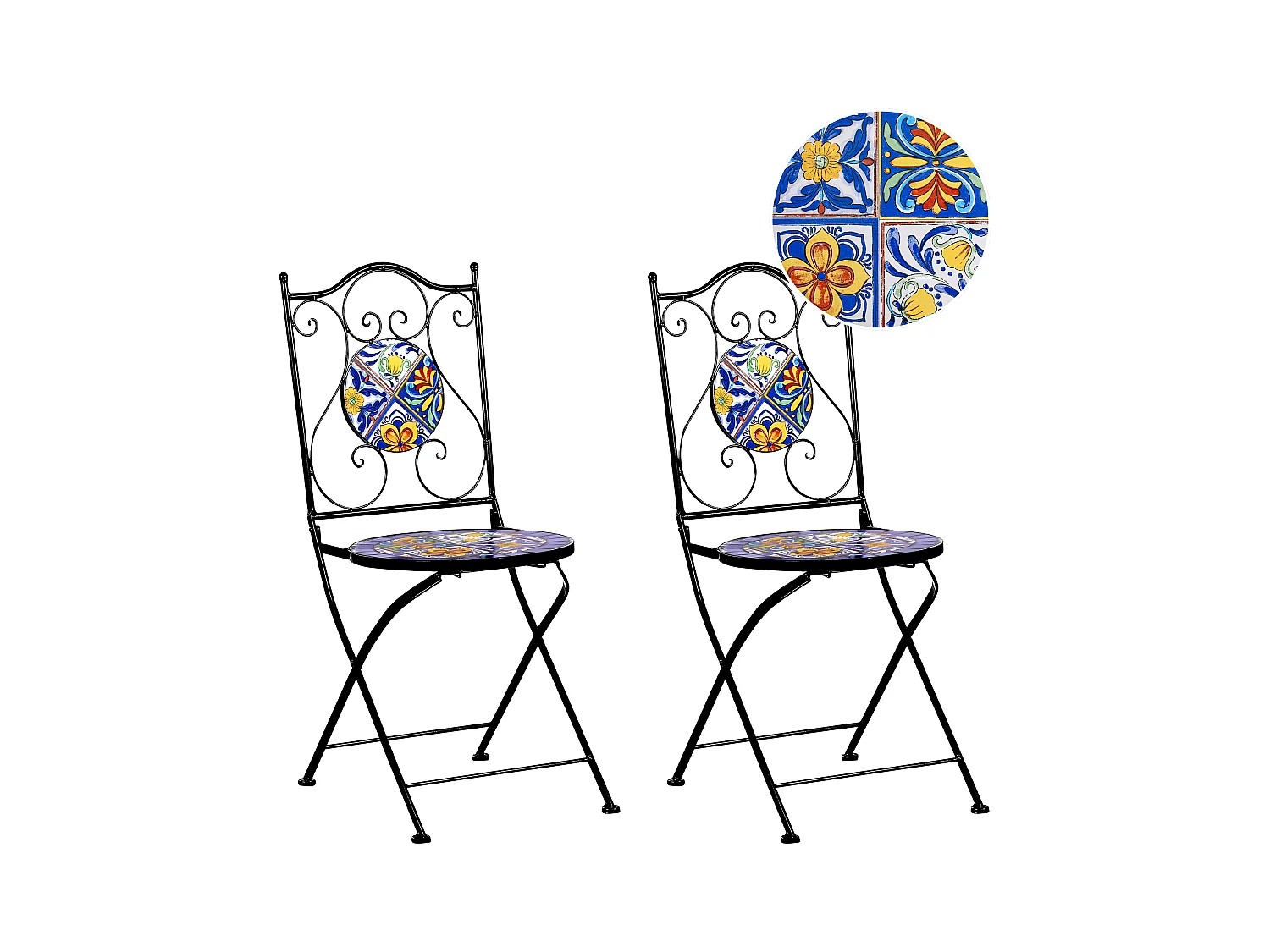 Set di 2 sedie da giardino CORIANO Pieghevole Metallo Nero