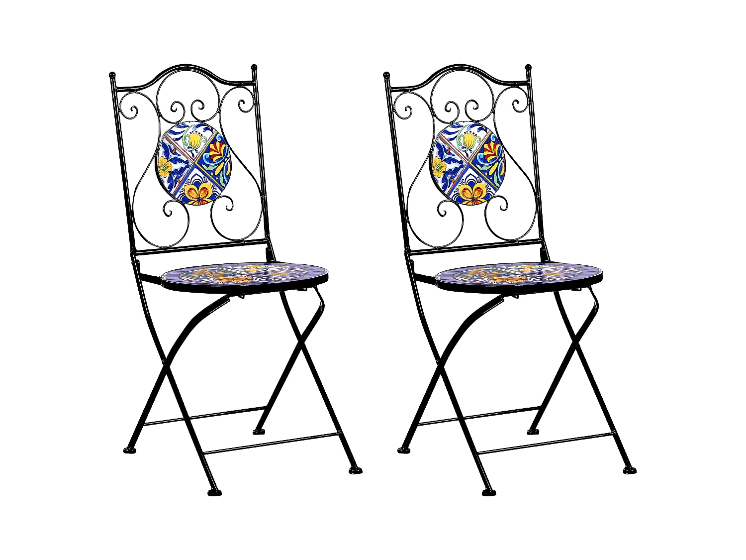 Set di 2 sedie da giardino CORIANO Pieghevole Metallo Nero