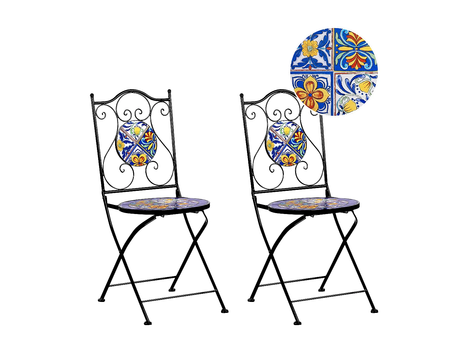 Lot de 2 chaises de jardin CORIANO Pliant Métal Noir