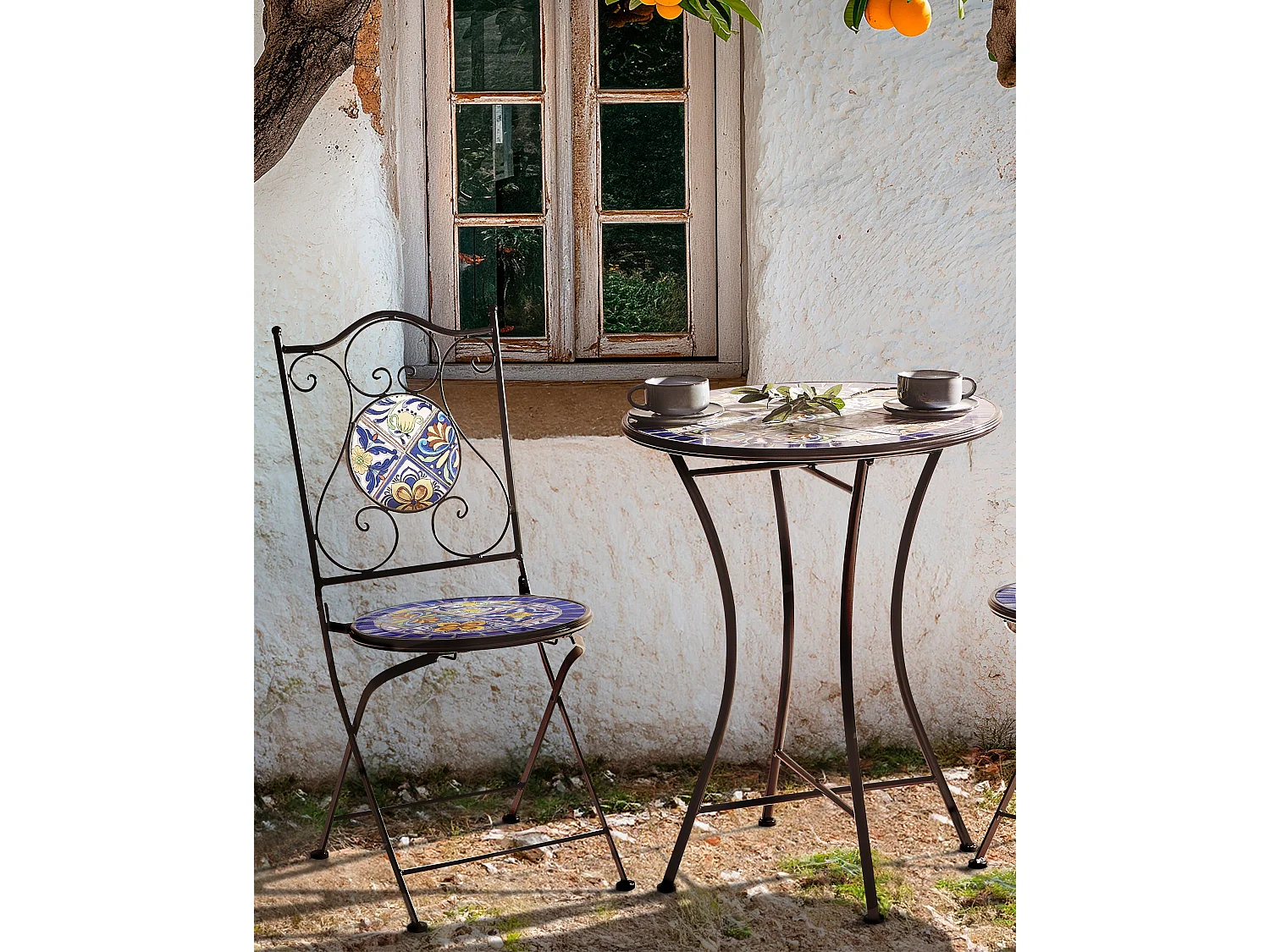 Lot de 2 chaises de jardin CORIANO Pliant Métal Noir