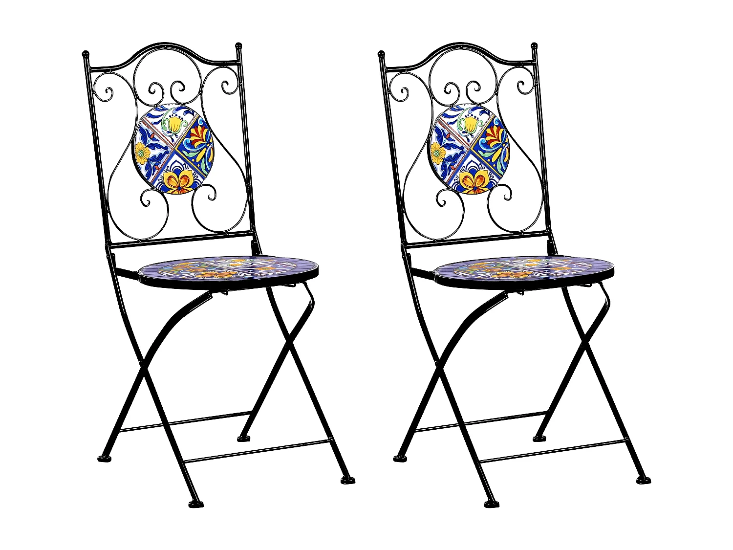 Lot de 2 chaises de jardin CORIANO Pliant Métal Noir