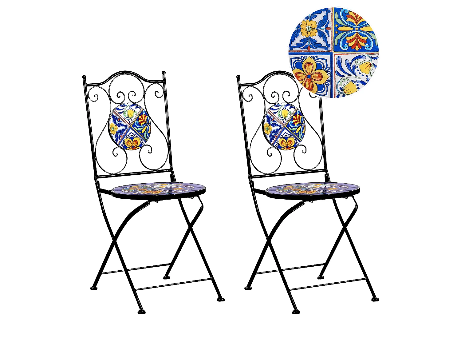 Lot de 2 chaises de jardin CORIANO Pliant Métal Noir