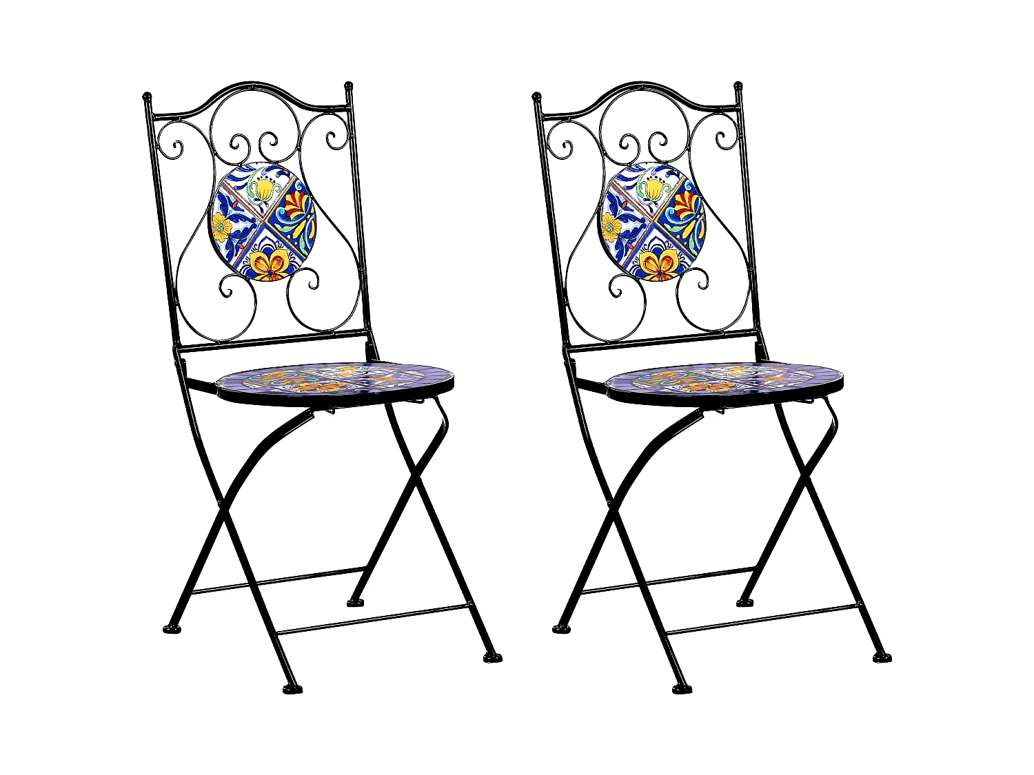 Lot de 2 chaises de jardin CORIANO Pliant Métal Noir