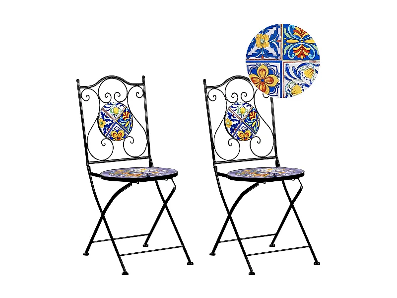 Set van 2 tuinstoelen CORIANO Inklapbaar Metaal Zwart