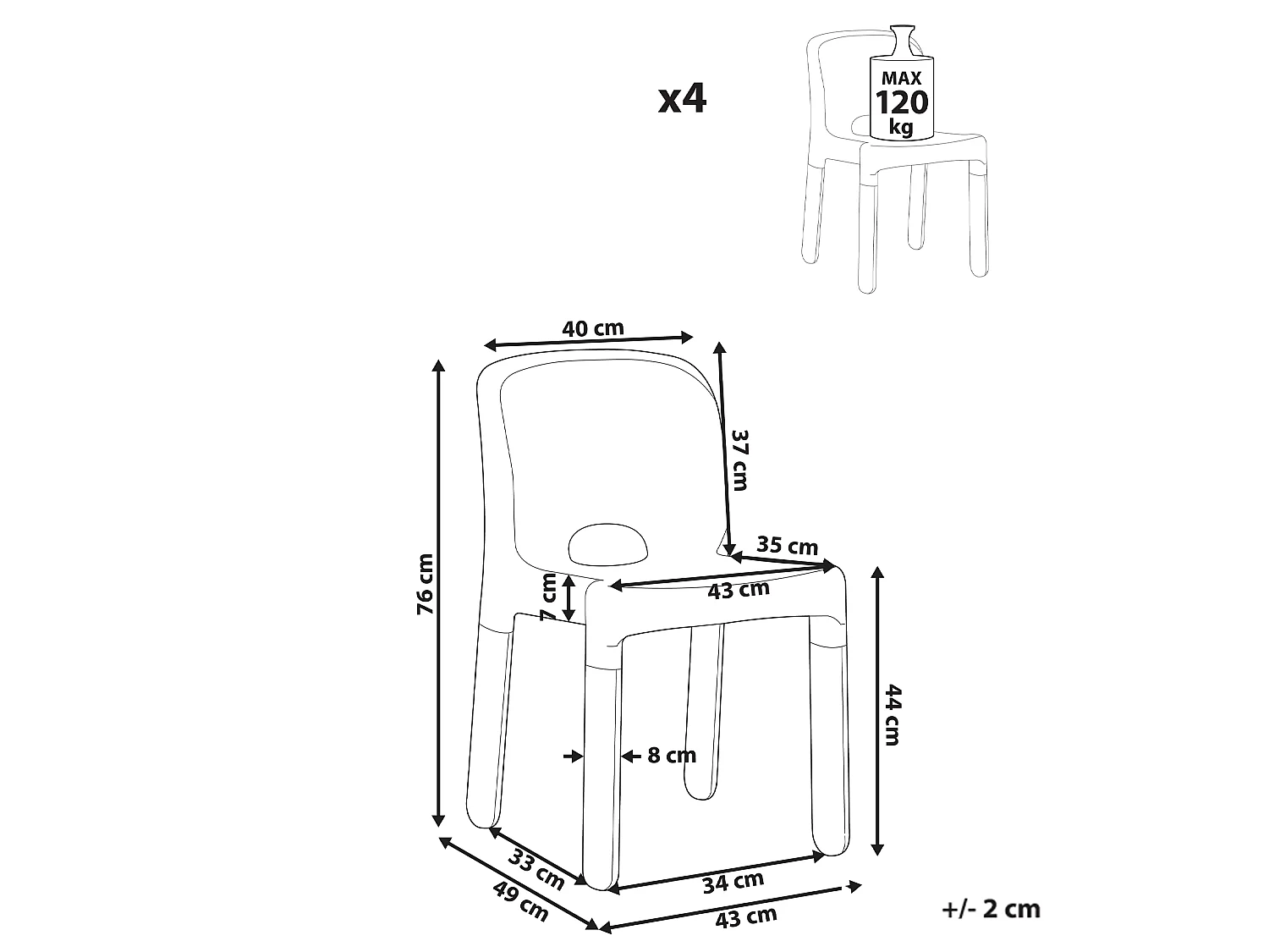 Conjunto de 4 cadeiras de jardim BETIM Preto