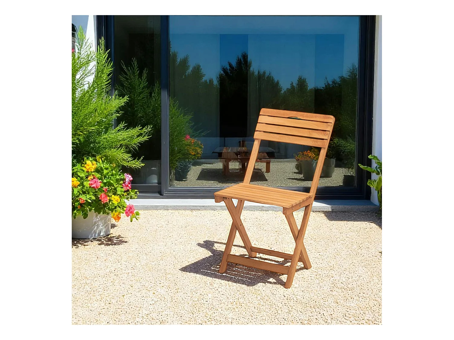 Chaise de jardin pliante en bois, avec poignée SORA