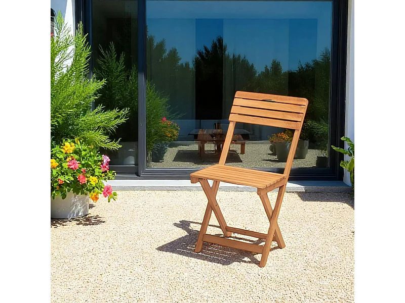 Chaise de jardin pliante en bois, avec poignée SORA