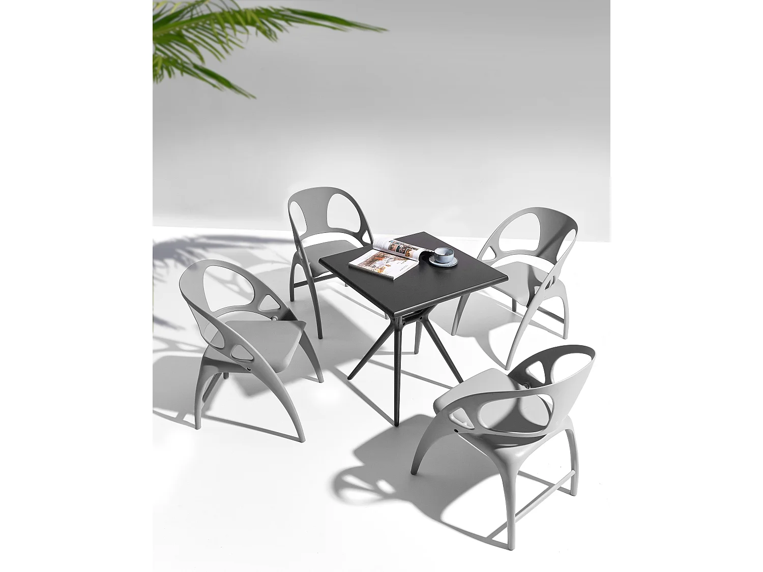 Lot de 4 chaises de jardin Pliant NEMI Gris