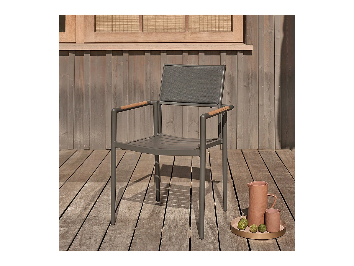 Sillón de exterior de teca y aluminio