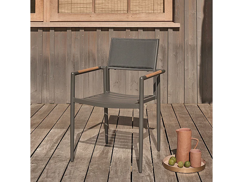 Fauteuil de jardin en teck massif et aluminium