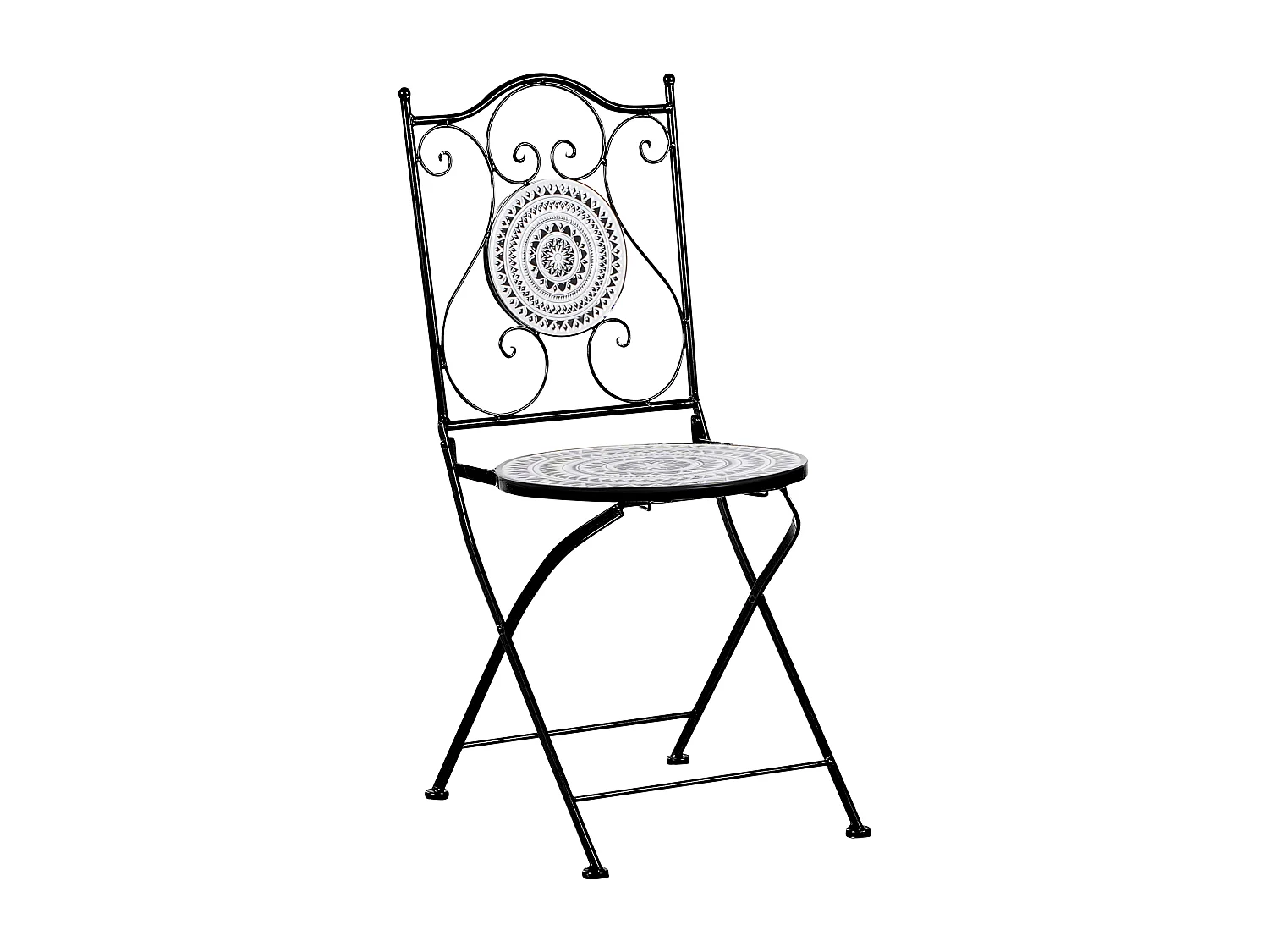 Set di 2 sedie da giardino COMISO Pieghevole Metallo Nero/ Bianco