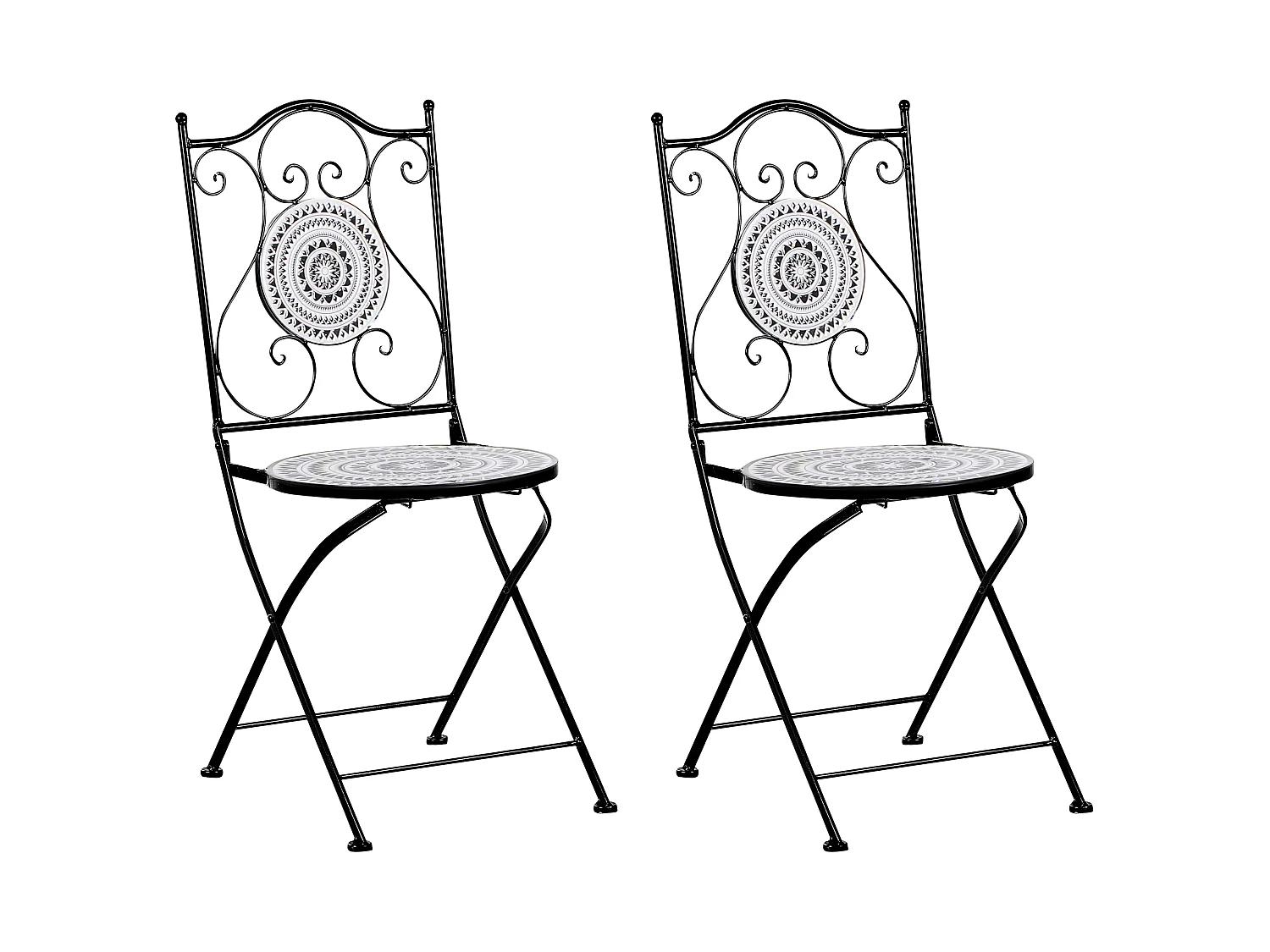 Set of 2 Garden Chairs COMISO Folding Metal Black/ White
