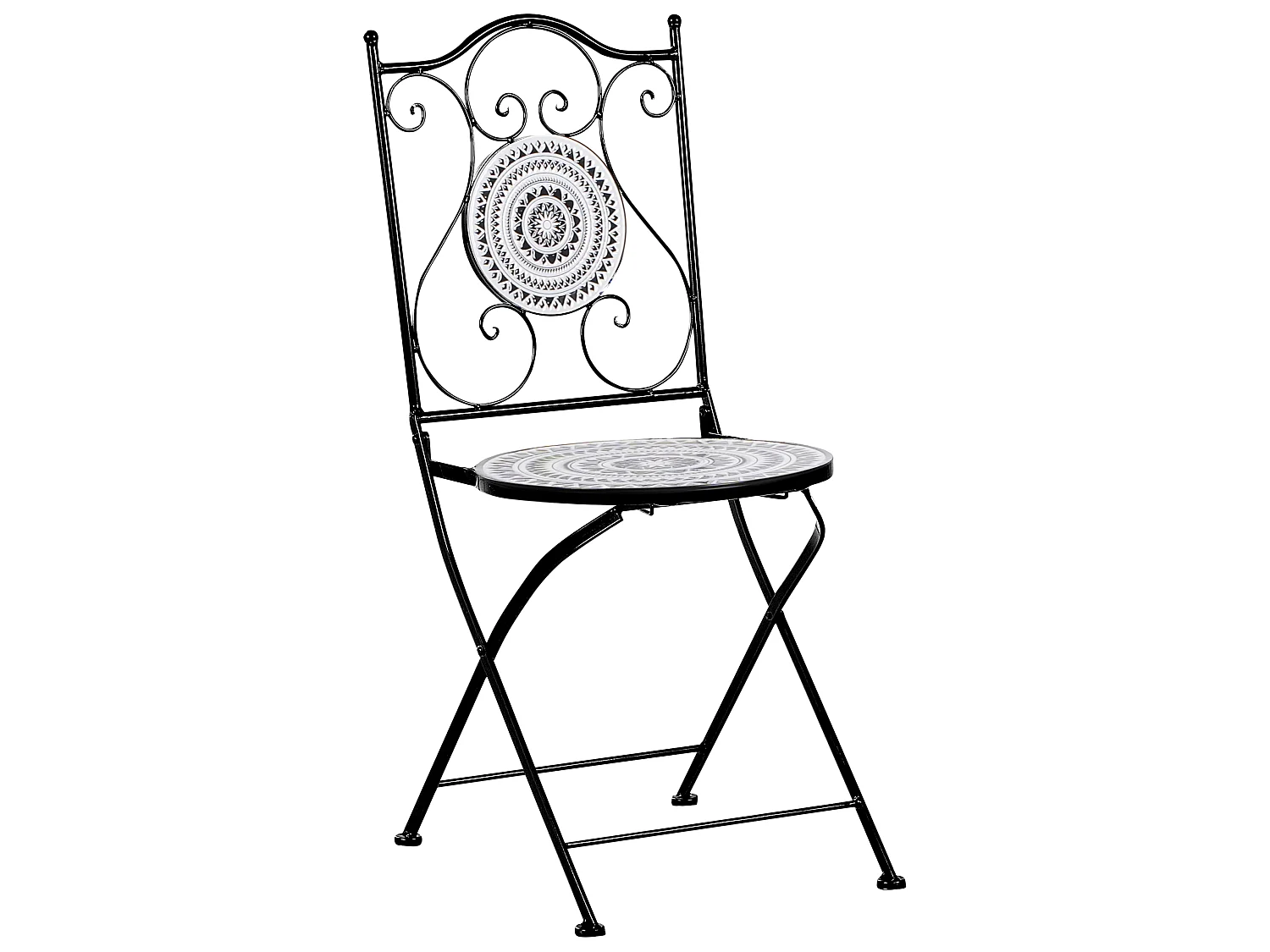 Set of 2 Garden Chairs COMISO Folding Metal Black/ White