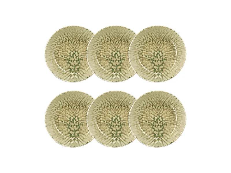 Novastyl - Lot 6 Coupelles Jade 600ml En Gres Beige Et Vert