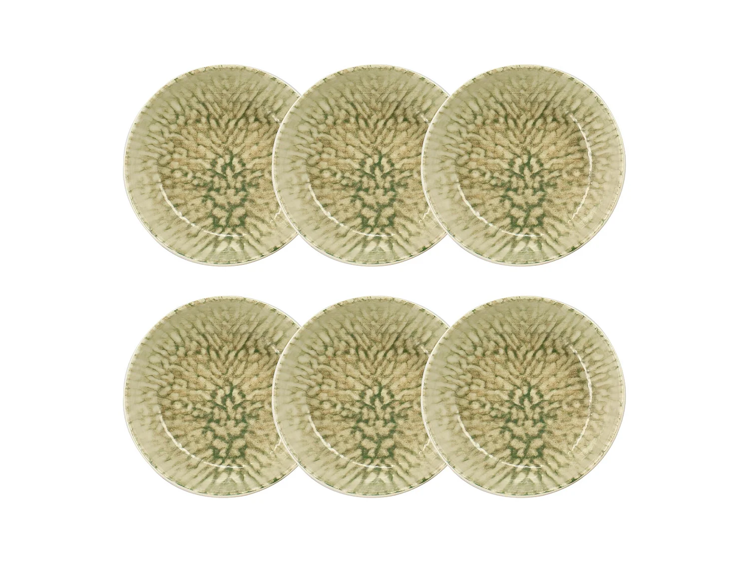 Novastyl - Lot 6 Coupelles Jade 600ml En Gres Beige Et Vert