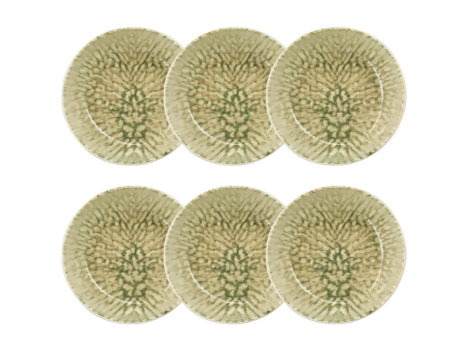 Novastyl - Lot 6 Coupelles Jade 600ml En Gres Beige Et Vert