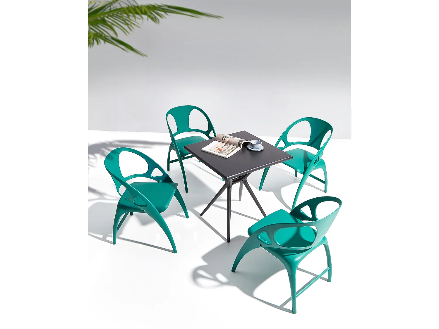 Lot de 4 chaises de jardin Pliant NEMI Bleu paon