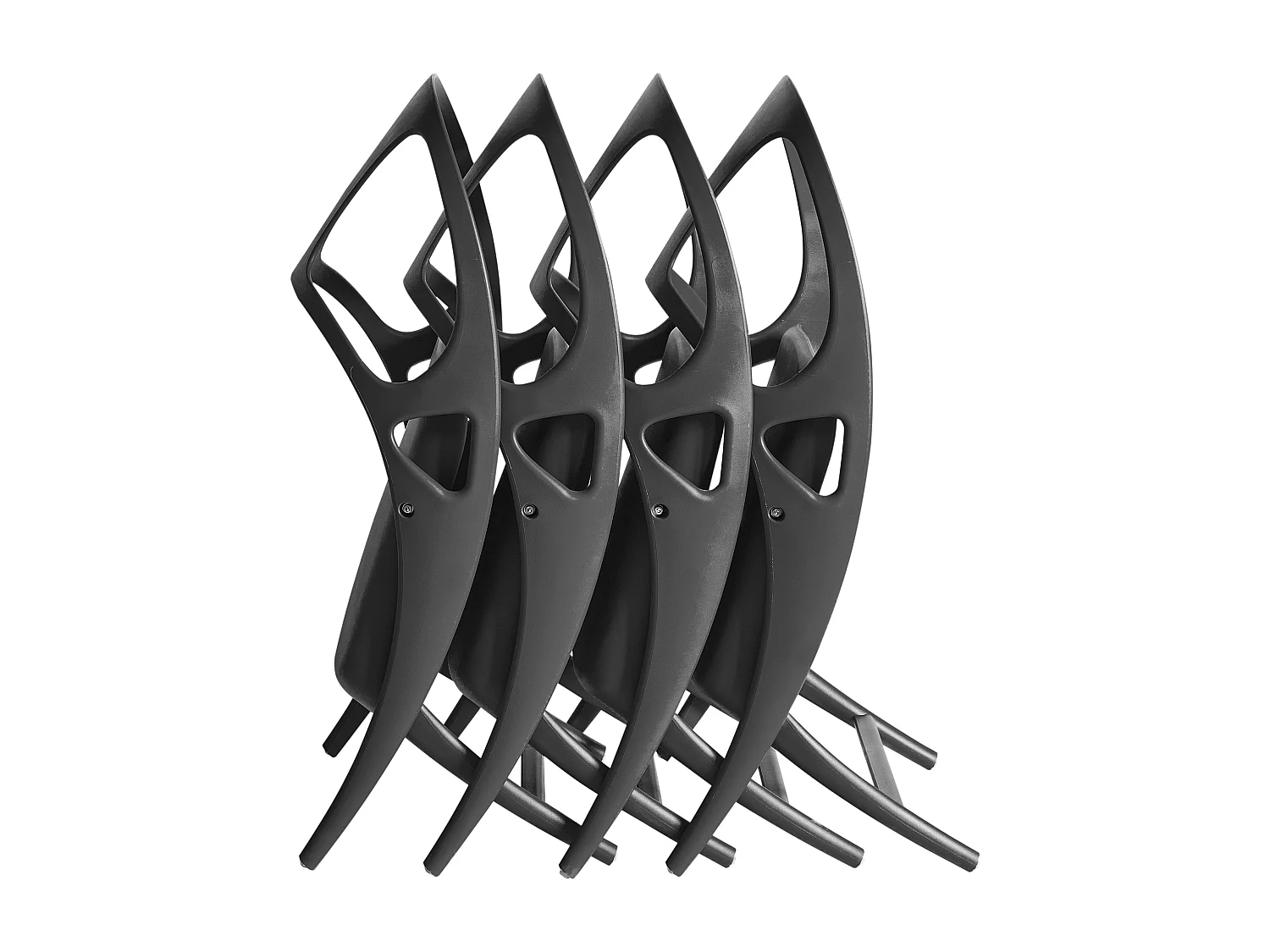 Gartenstuhl 4er Set Kunststoff schwarz klappbar Out- und Indoor modern Nemi