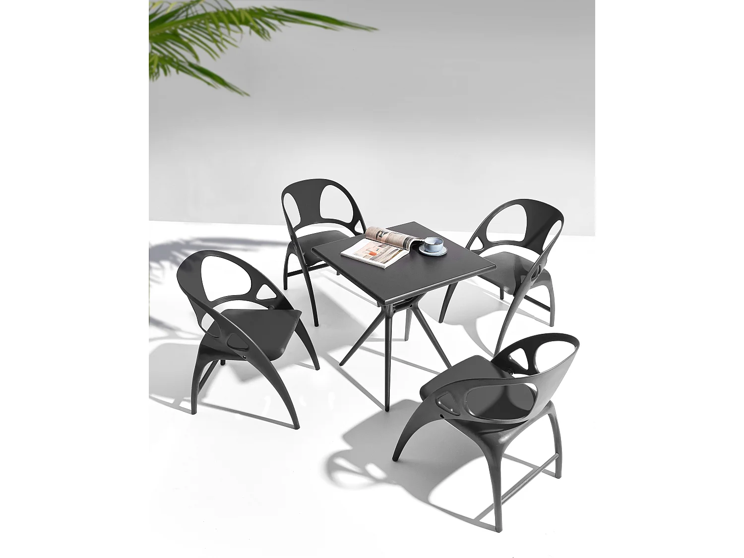 Lot de 4 chaises de jardin Pliant NEMI Noir