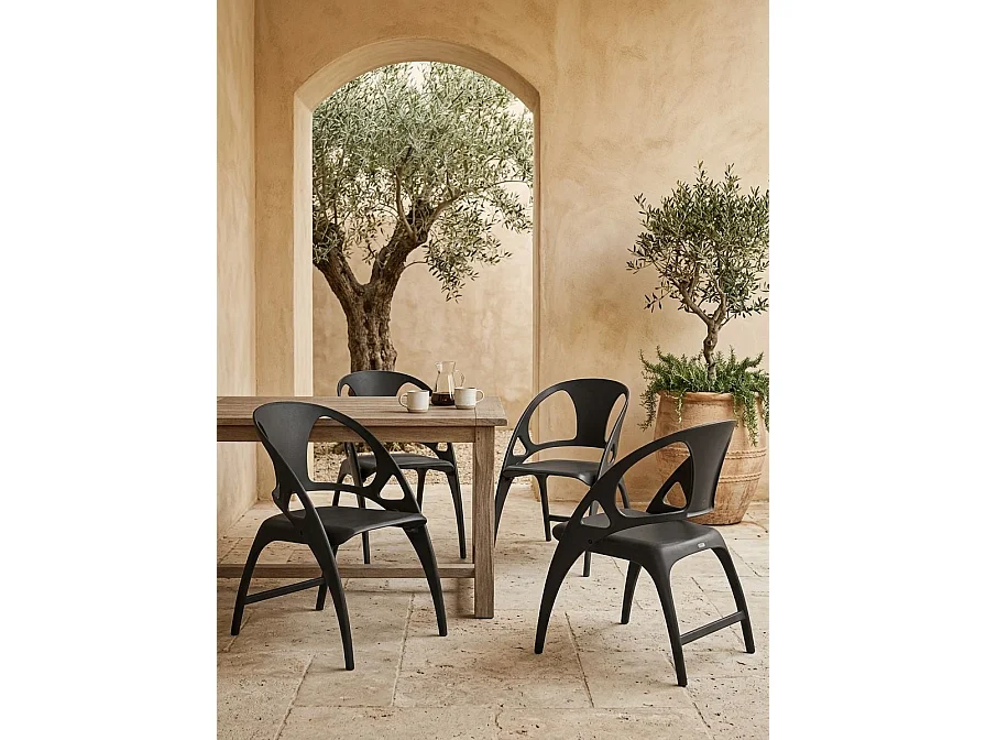 Set of 4 Garden Chairs NEMI Folding Black