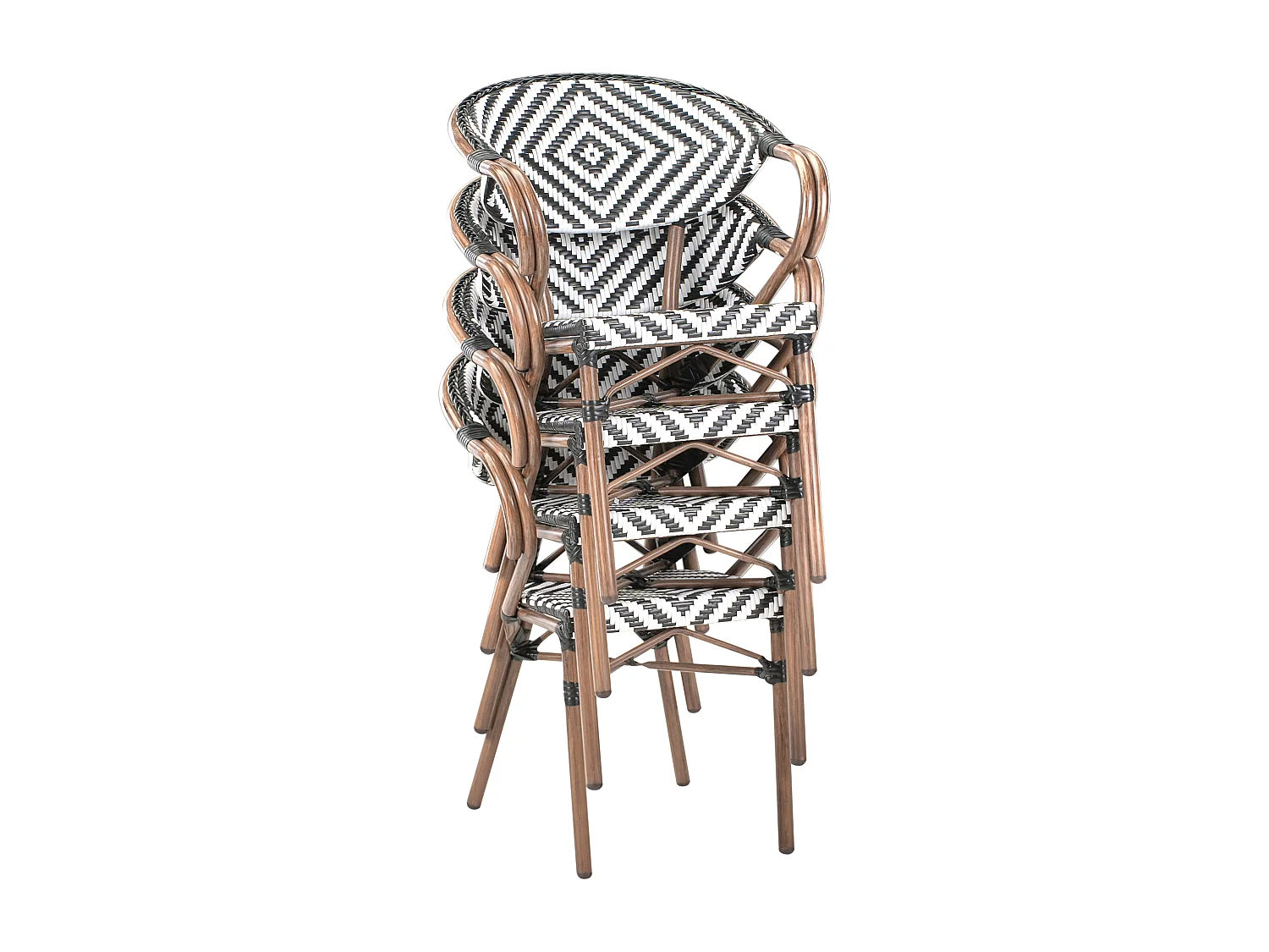 Lot de 4 chaises de jardin CASPRI Noir/blanc