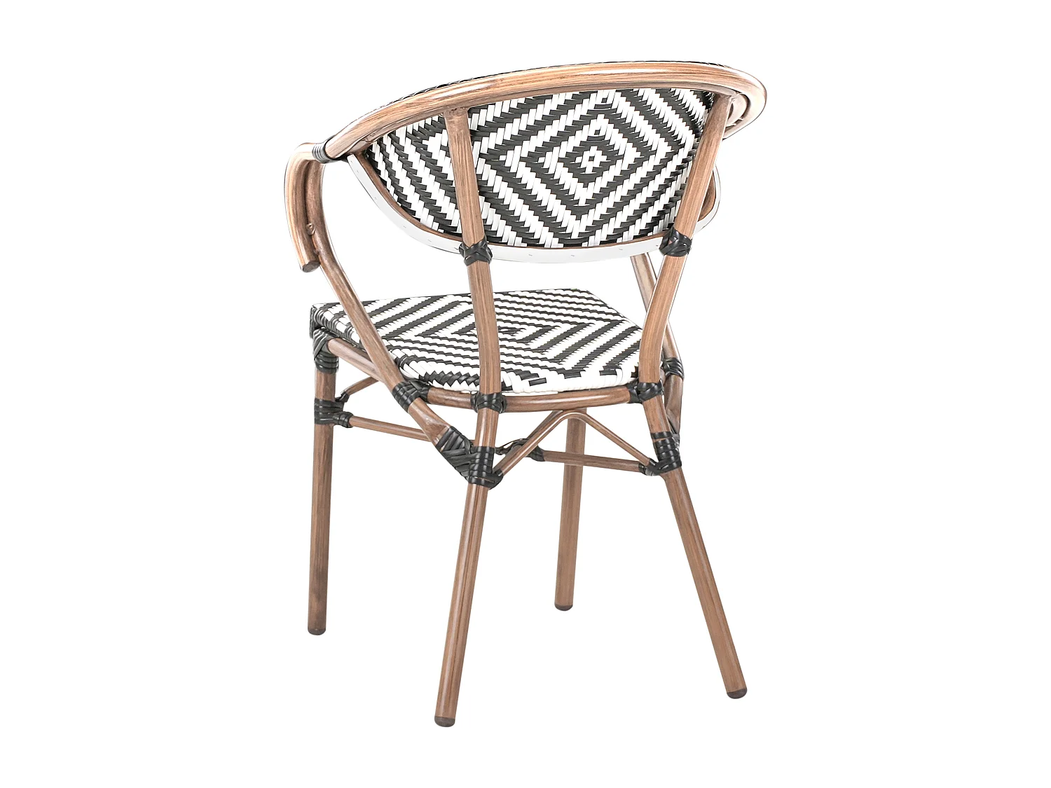 Französischer Gartenstuhl 4er Set Polyrattan schwarz/weiß mit Armlehnen Rifreddo