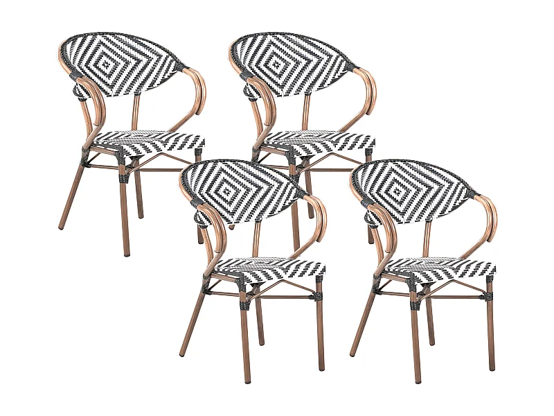 Lot de 4 chaises de jardin CASPRI Noir/blanc