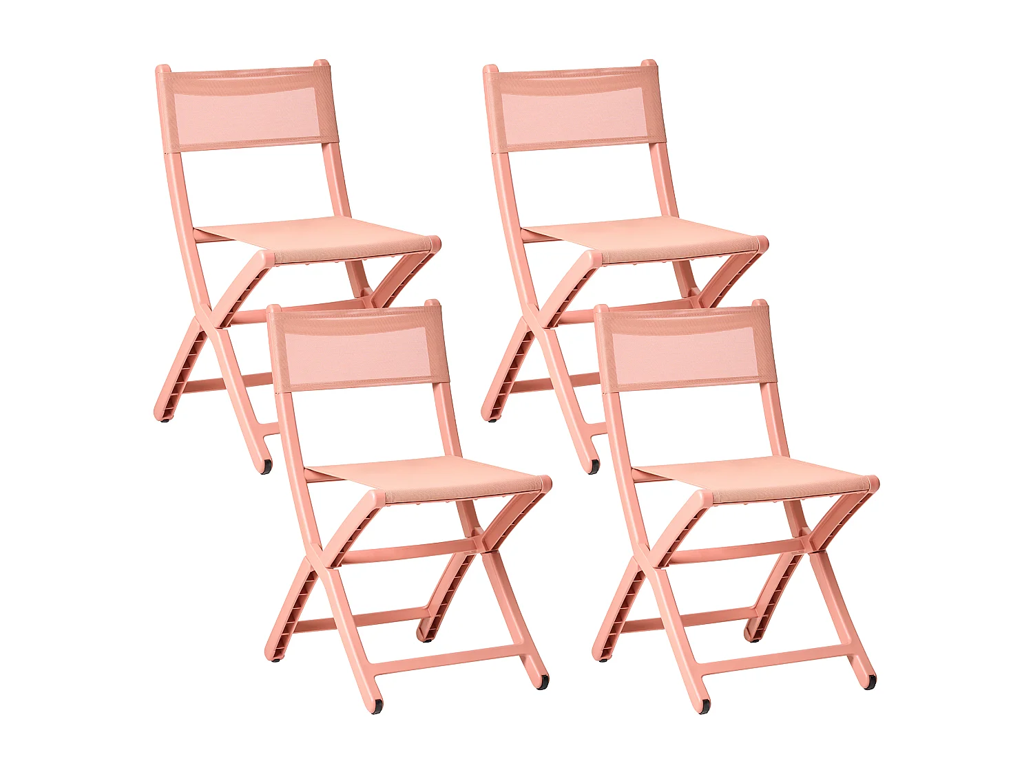 Lot de 4 chaises de jardin TALCA Pliant Corail