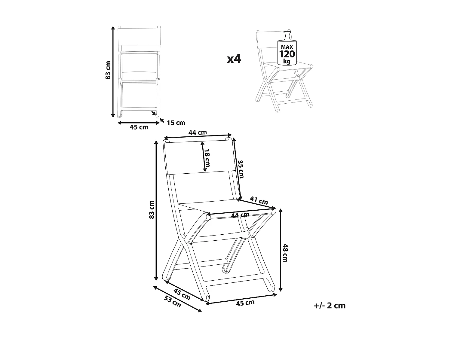 Lot de 4 chaises de jardin TALCA Pliant Corail