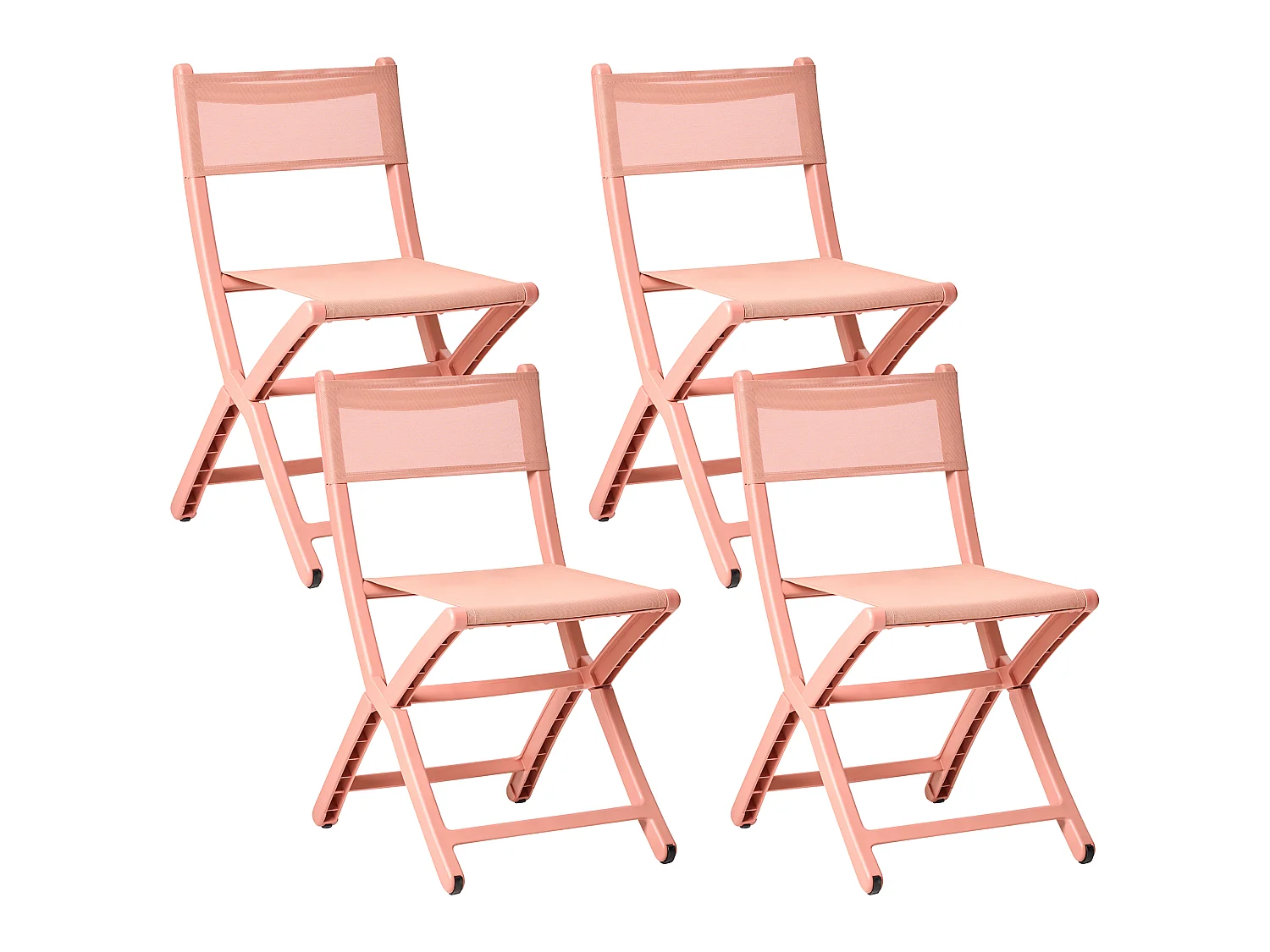 Gartenstuhl 4er Set TALCA klappbar Korallenrot