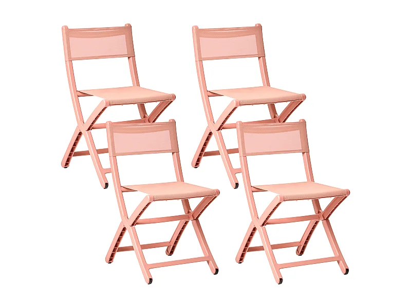 Lot de 4 chaises de jardin TALCA Pliant Corail