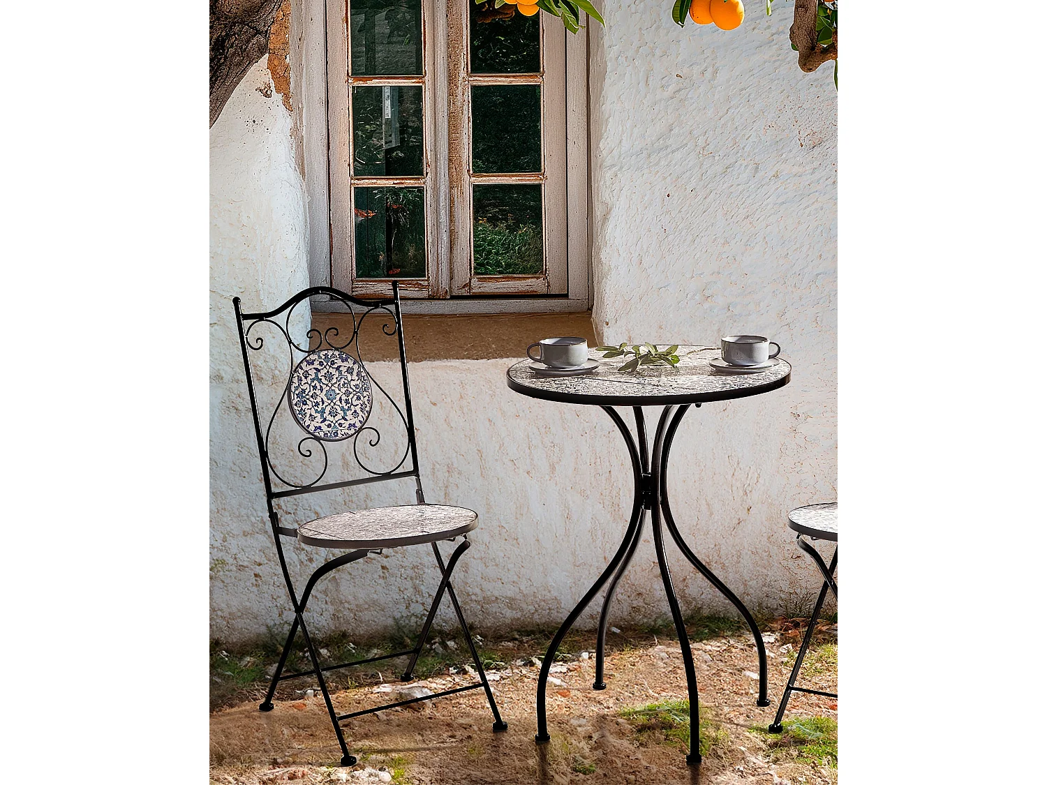 Zestaw 2 krzeseł ogrodowych CHAPECO Składane Metal Czarny