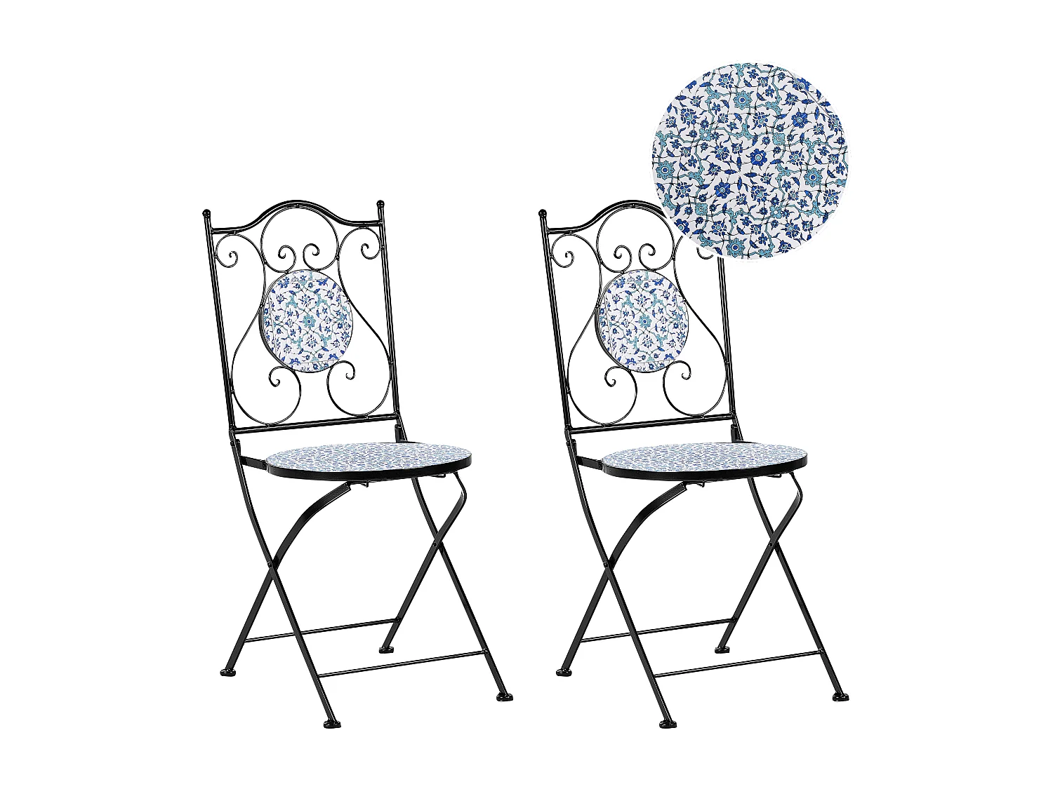 Zestaw 2 krzeseł ogrodowych CHAPECO Składane Metal Czarny