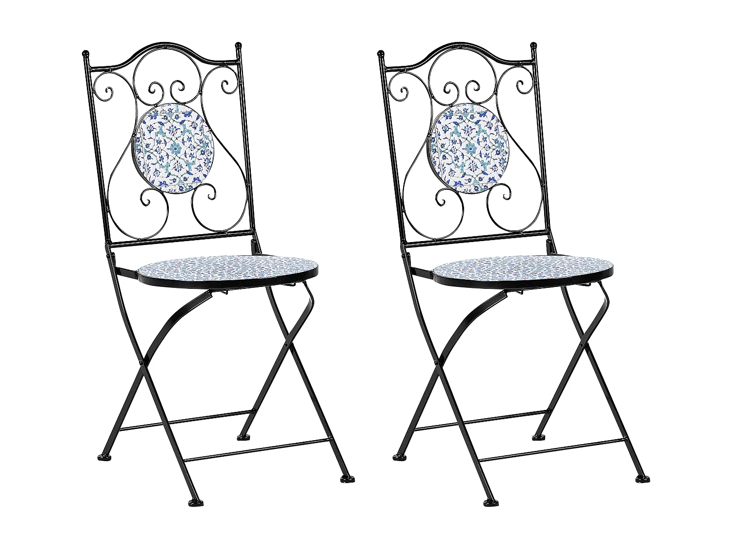 Zestaw 2 krzeseł ogrodowych CHAPECO Składane Metal Czarny