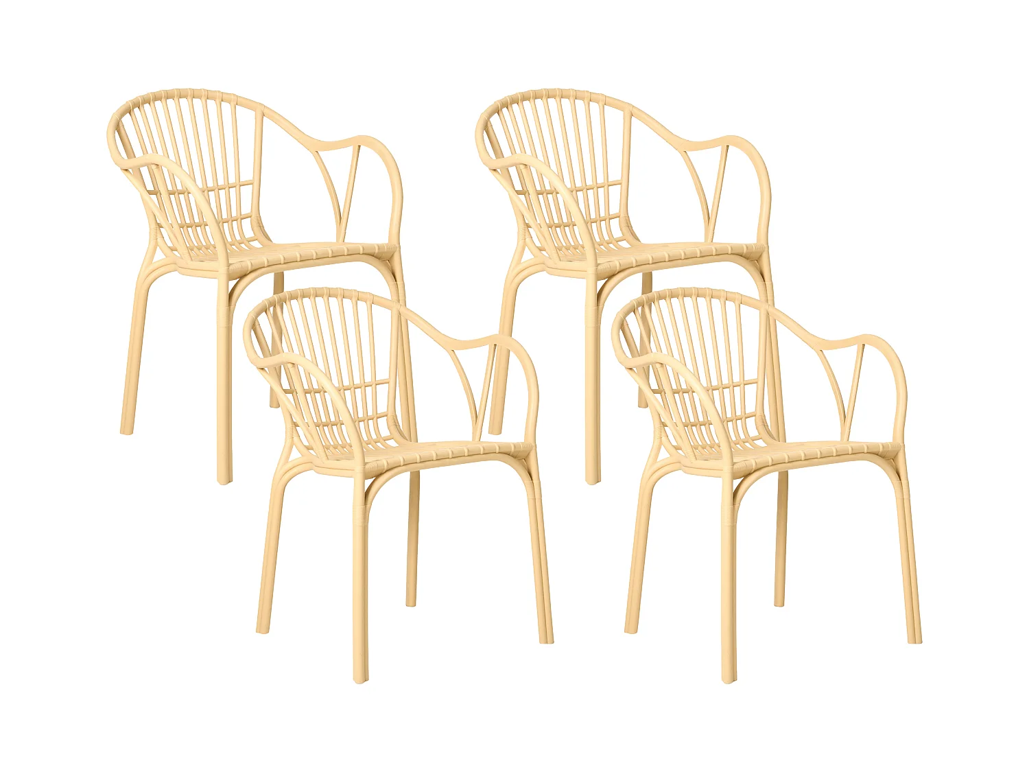 Lot de 4 chaises de jardin ANDORA Beige