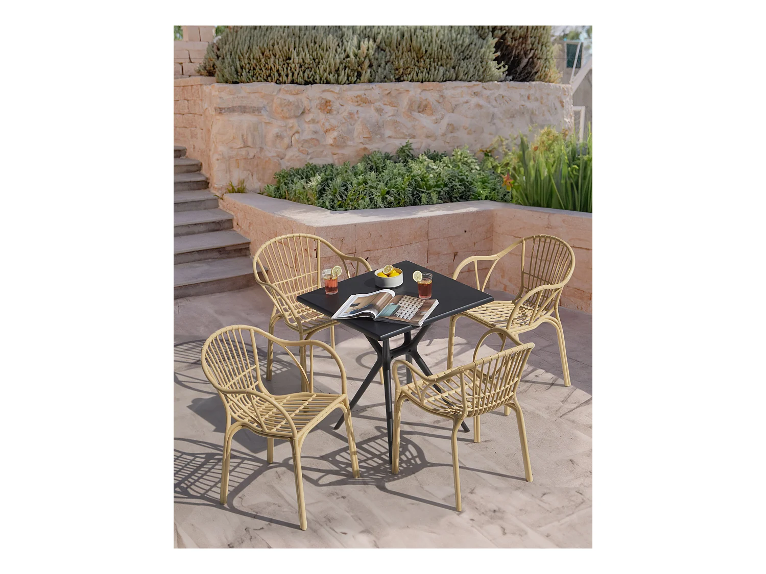 Lot de 4 chaises de jardin ANDORA Beige
