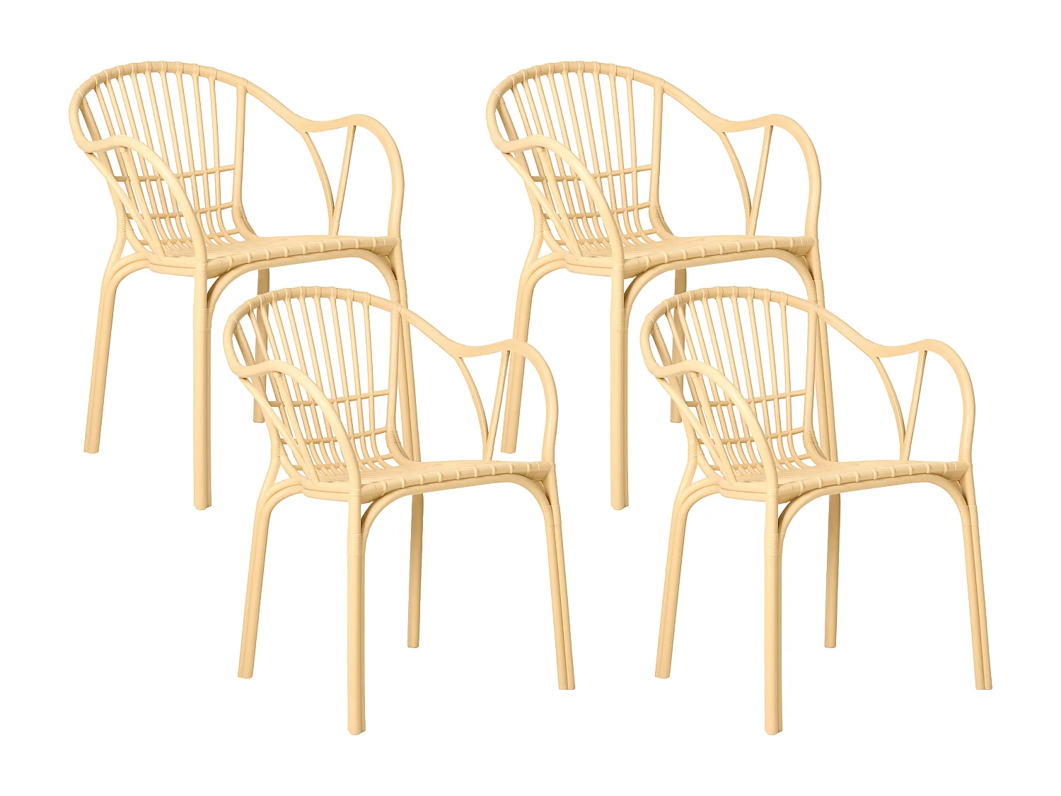 Gartenstühle 4er Set Kunststoff beige wetterfest leicht modern Andora