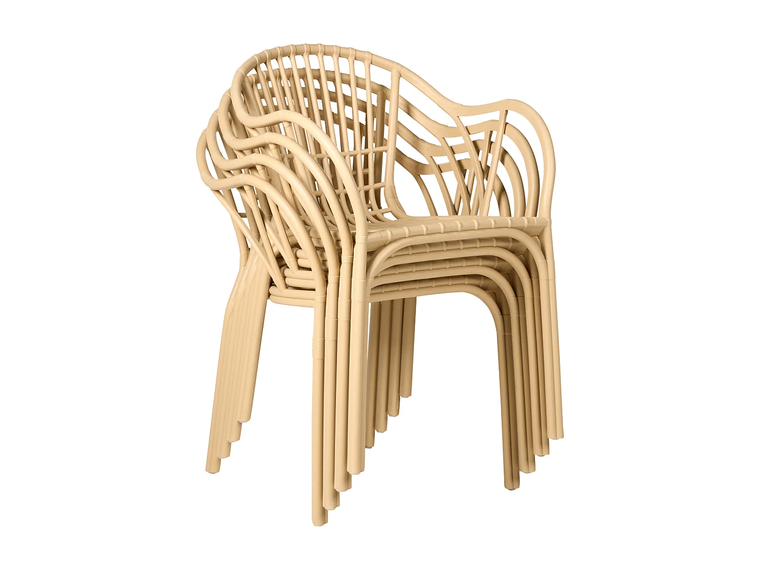 Gartenstühle 4er Set Kunststoff beige wetterfest leicht modern Andora