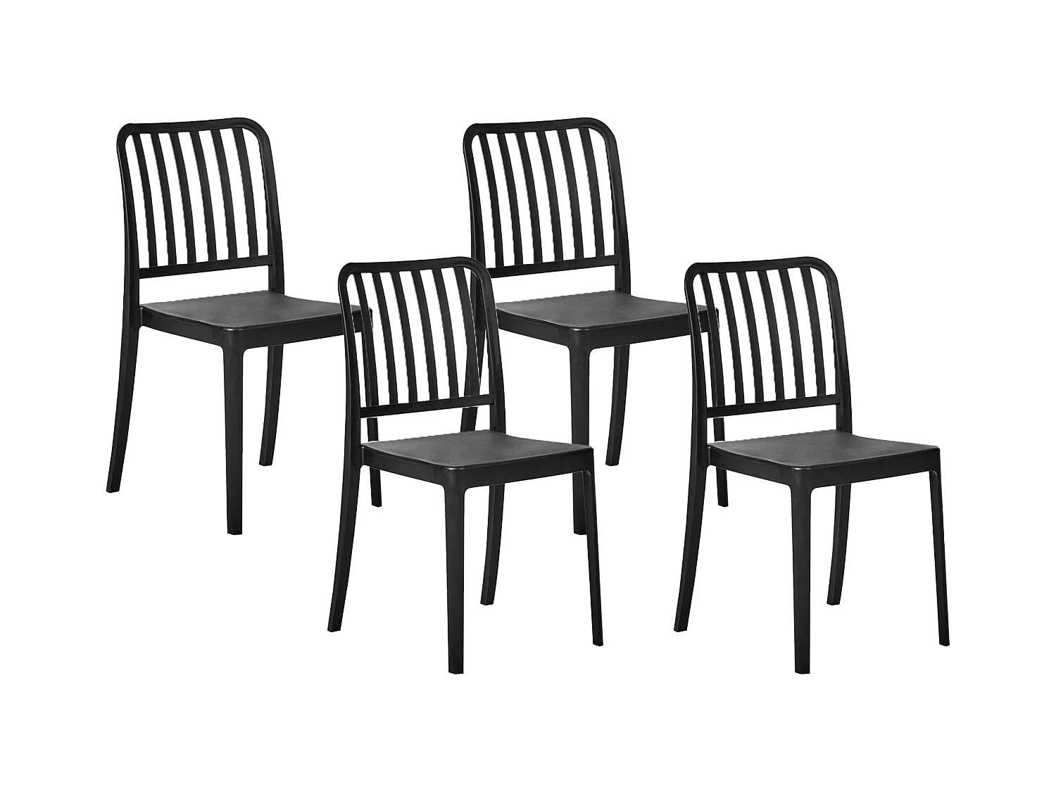 Gartenstühle im 4er Set schwarz aus Kunststoff für Innen- und Außenbereich Sersale