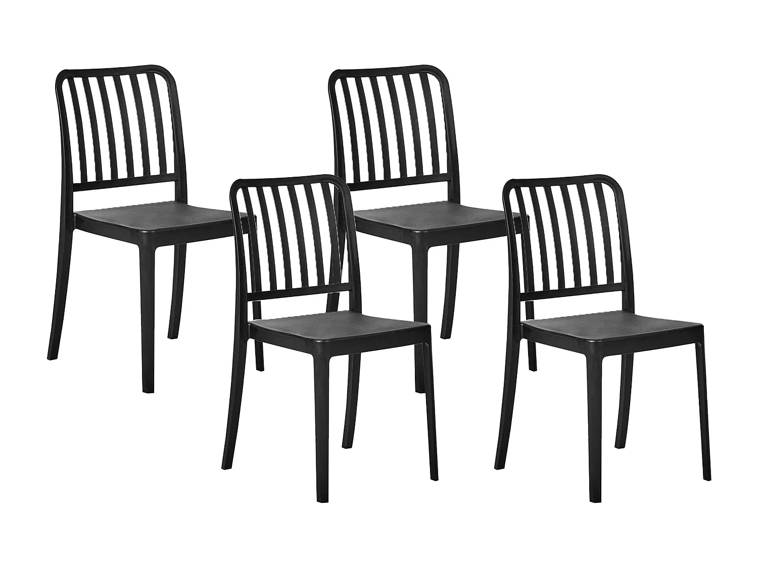 Gartenstühle im 4er Set schwarz aus Kunststoff für Innen- und Außenbereich Sersale