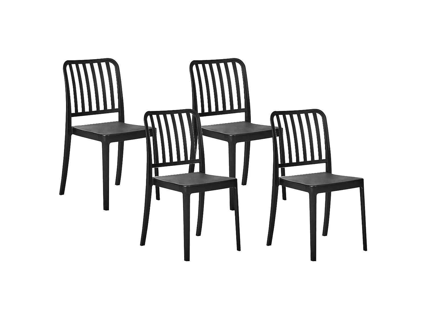 Gartenstuhl 4er Set SERSALE Kunststoff Schwarz