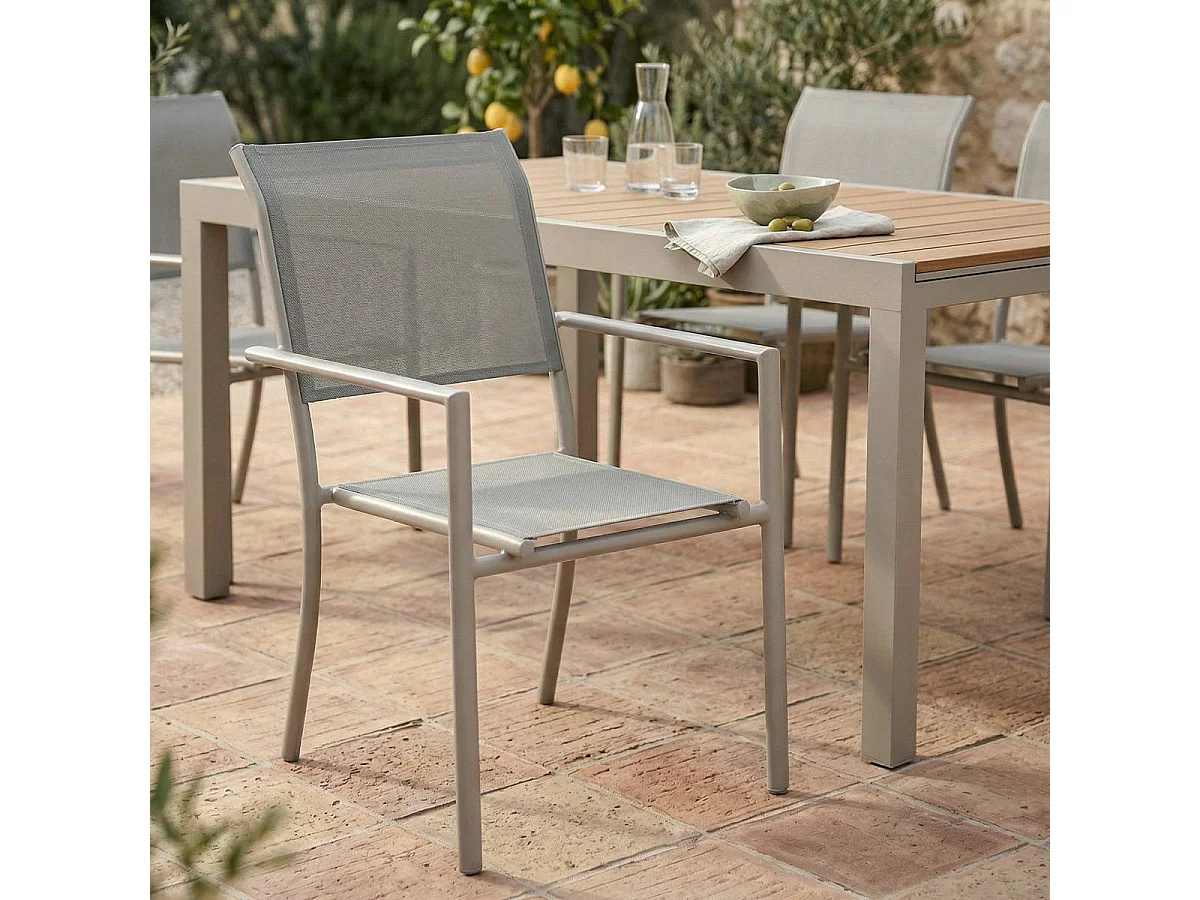 Silla de jardín Ilona taupe (lote de 2)