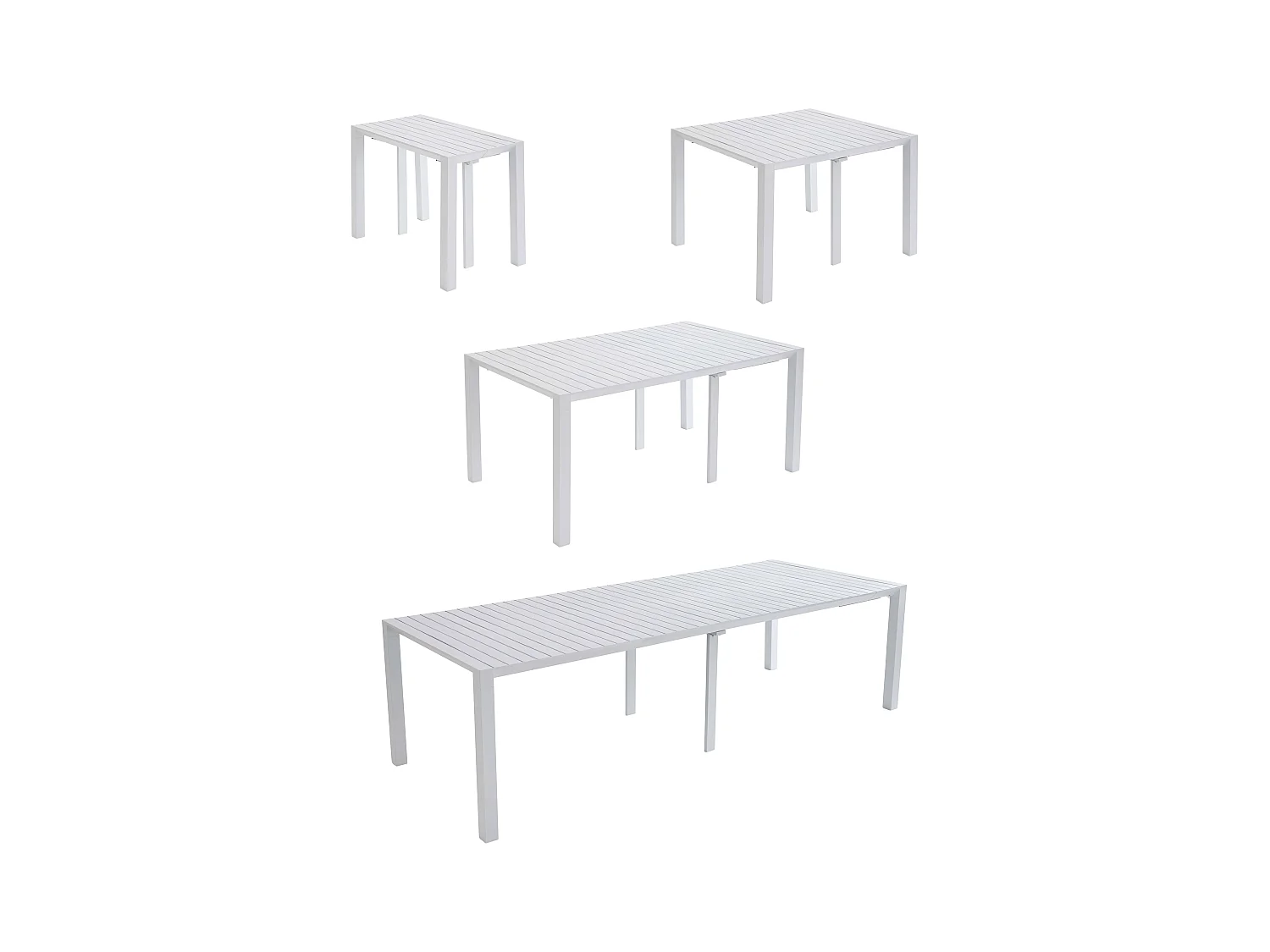 Ensemble table extensible et 8 chaises de jardin en aluminium blanc