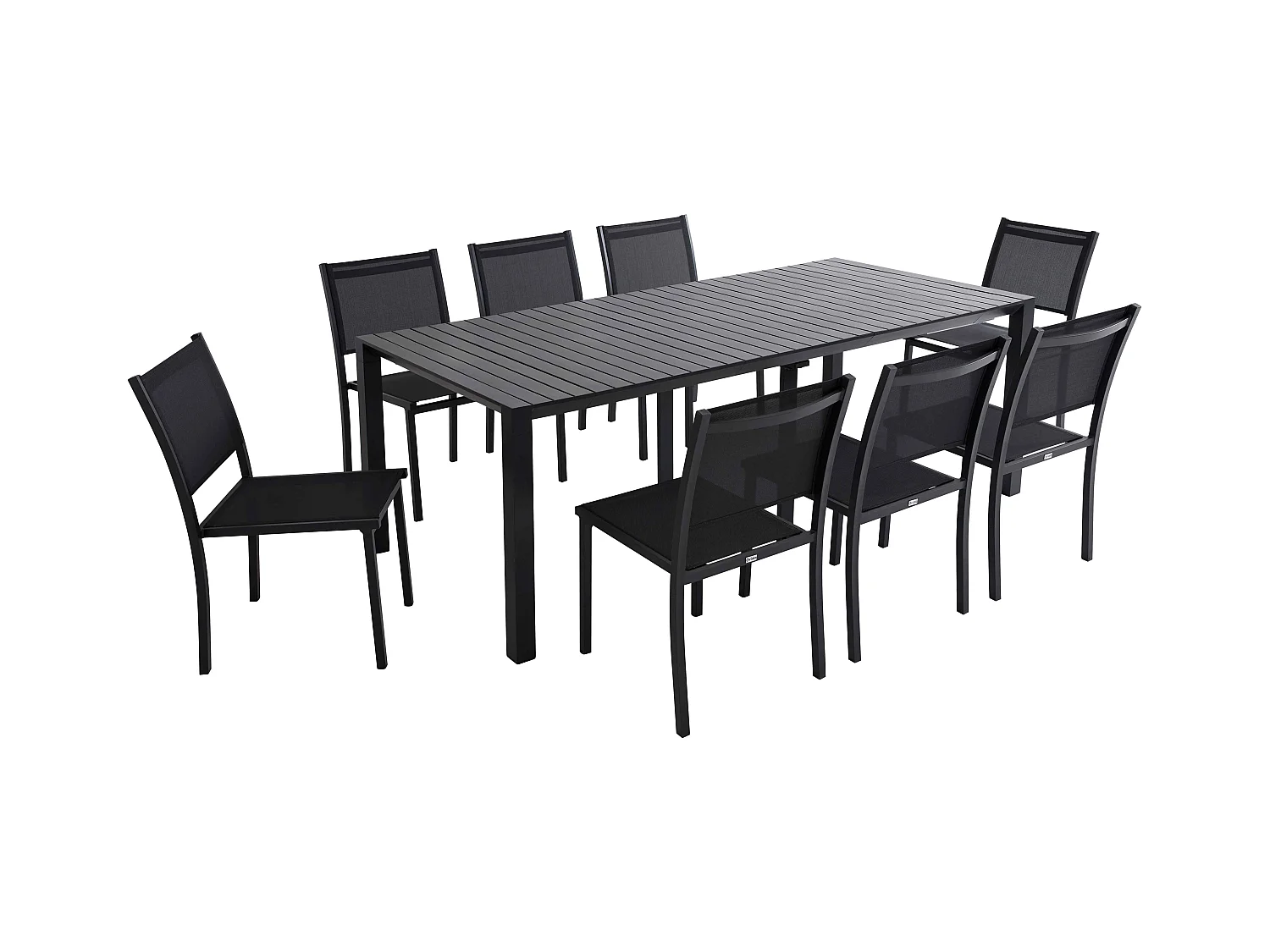 Ensemble table extensible et 8 chaises de jardin en aluminium gris