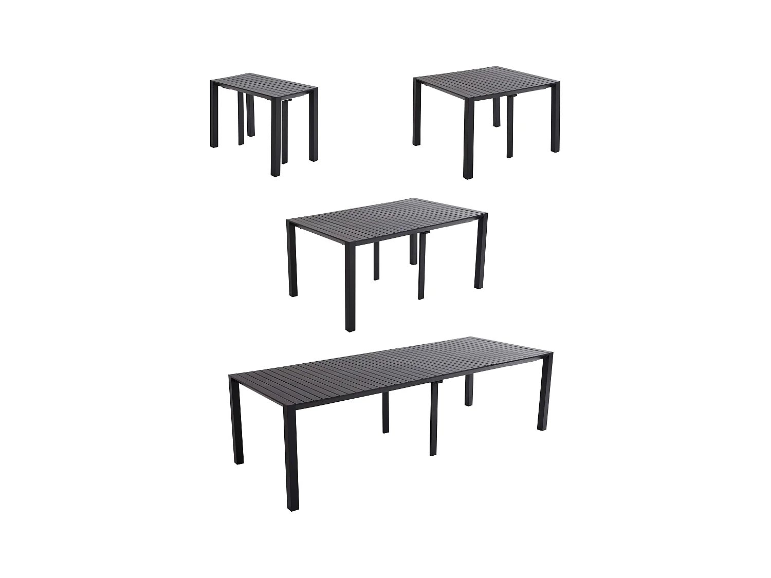 Ensemble table extensible et 8 chaises de jardin en aluminium gris