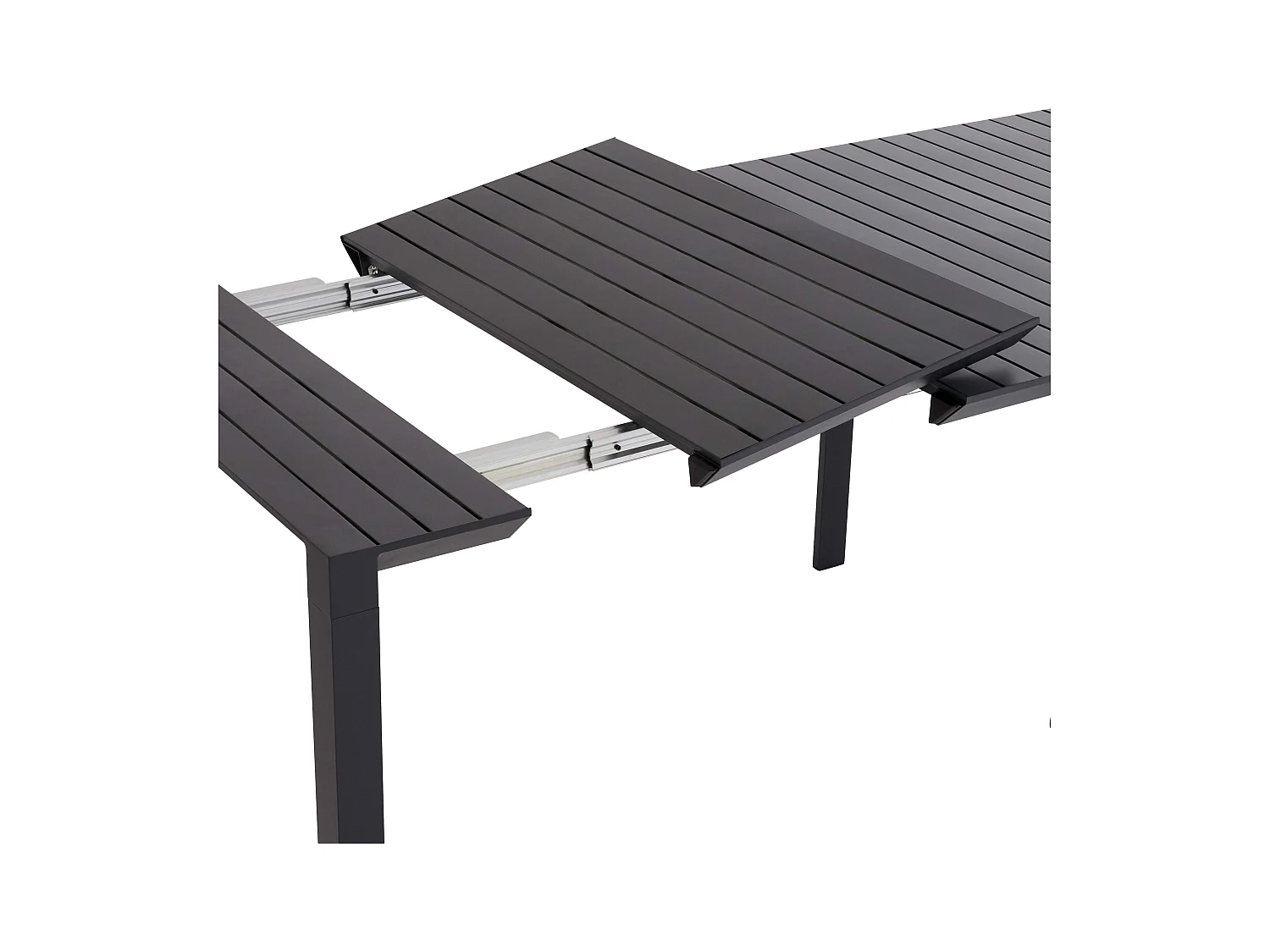 Ensemble table extensible et 8 chaises de jardin en aluminium gris
