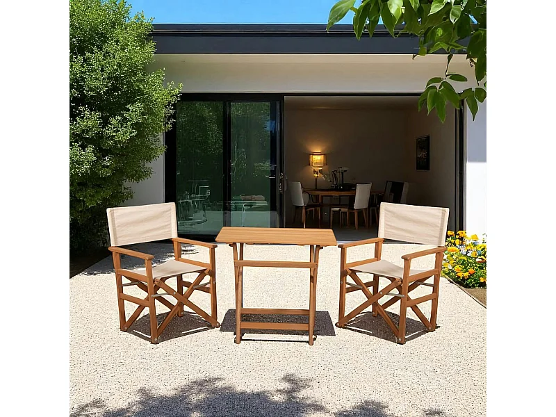 Salon jardin 2 places compact en bois TALIFA