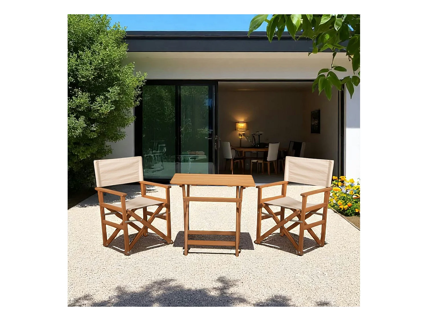 Salon jardin 2 places compact en bois TALIFA